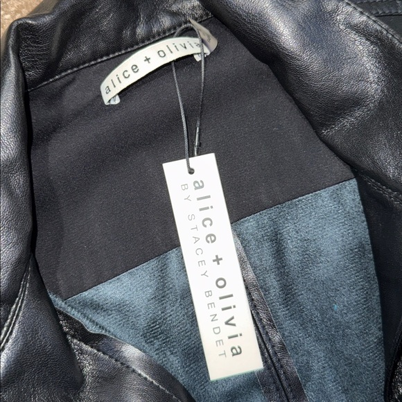 Alice + Olivia Black Faux Leather Mini Dress - Picture 2 of 3